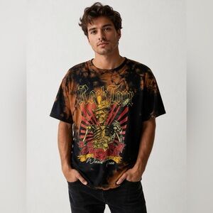 Rock Tour Skull Tie Dye Tee 3X Vintage Y2K Boho Graphic